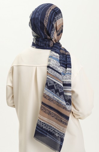 Authentic Print Cotton Shawl 2008-06 Dark Blue Mink 2008-06