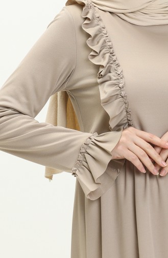 Ruffled Dress 7252-08 Beige 7252-08