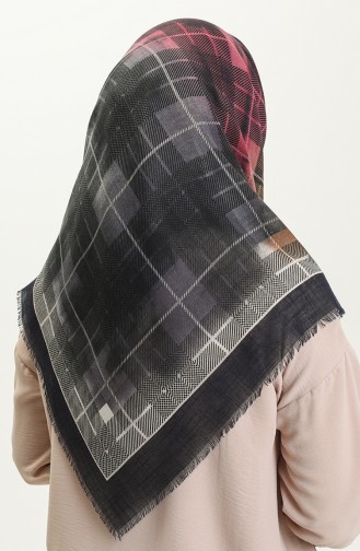 Printed Scarf 13218-06 Navy Blue Dusty Rose 13218-06