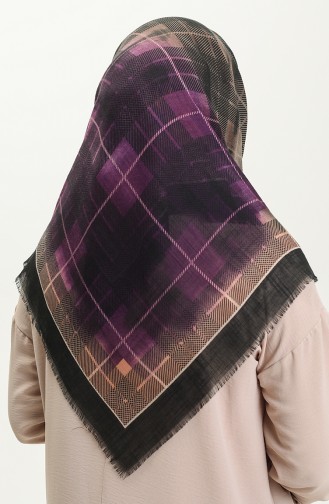 Geflammter Schal mit Muster 13218-07 Schwarz Tabak 13218-07