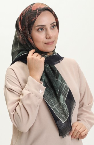 Printed Scarf 13218-09 Dark Blue Brick Red 13218-09