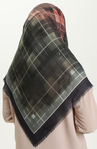 Printed Scarf 13218-09 Dark Blue Brick Red 13218-09