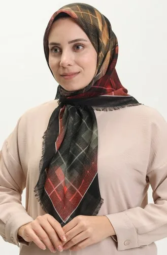 Printed Scarf 13218-11 Black Claret Red 13218-11