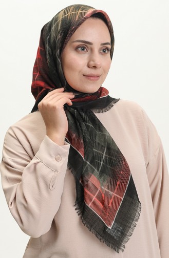 Printed Scarf 13218-11 Black Claret Red 13218-11