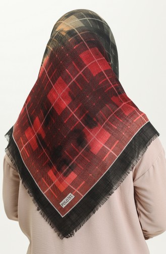 Printed Scarf 13218-11 Black Claret Red 13218-11