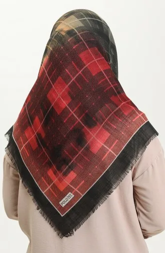 Printed Scarf 13218-11 Black Claret Red 13218-11