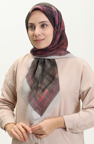 Desenli Flamlı Eşarp 13218-13 Gri Yeşil