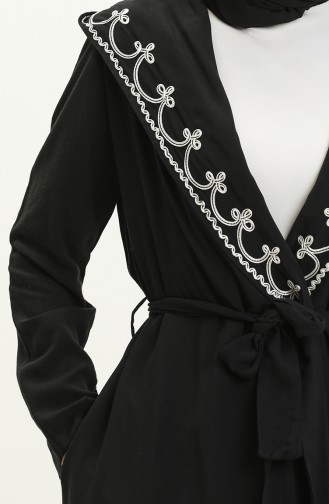 Nakışlı Şal Yaka Kap 6971-01 Siyah