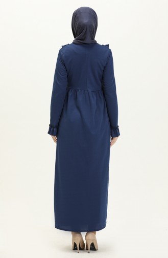 Fırfırlı Elbise 7252-09 Lacivert