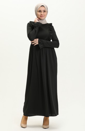 Rüschenkleid 7252-02 Schwarz 7252-02