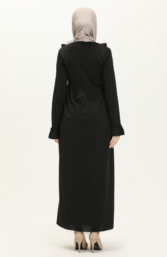 Fırfırlı Elbise 7252-02 Siyah