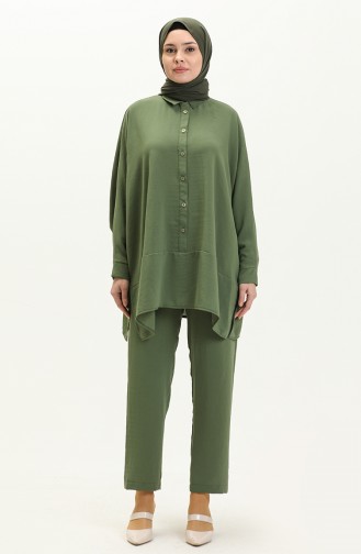 Aerobin Kumaş Tunik Pantolon İkili Takım 4404-01 Haki