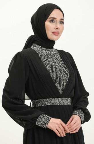 فستان سهرة مطرز 52863-01 أسود 52863-01
