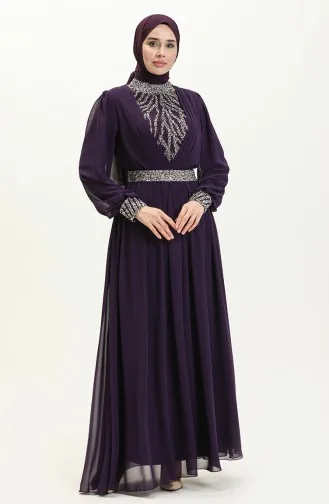 Abendkleid mit Stickerei 52863-04 Lila 52863-04