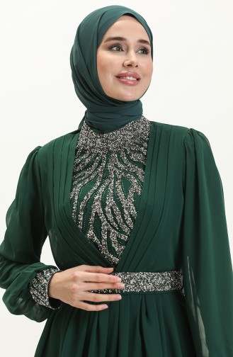 فستان سهرة مطرز 52863-06 أخضر 52863-06