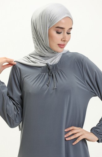 Elastic Sleeve Sandy Dress 4254-05 Gray 4254-05