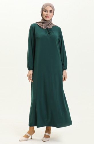 Elastic Sleeve Sandy Dress 4254-06 Emerald Green 4254-06