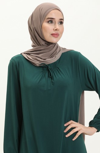 Elastic Sleeve Sandy Dress 4254-06 Emerald Green 4254-06