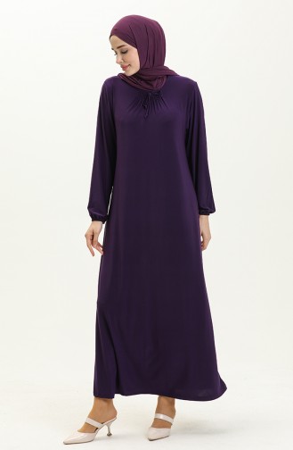 Elastic Sleeve Sandy Dress 4254-07 Purple 4254-07