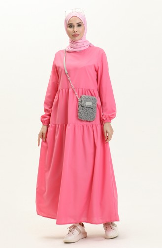 Shirred Dress 1858-01 Pink 1858-01