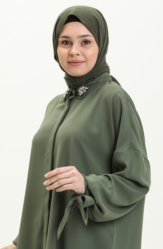 تونيك قميص بتفصيل حجر  4412-02 أخضر عسكري 4412-02