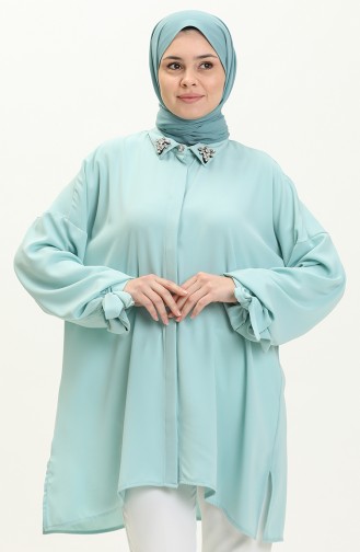 Stone Collar Shirt Tunic 4412-03 Mint Green 4412-03