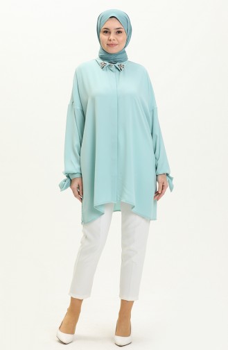 Stone Collar Shirt Tunic 4412-03 Mint Green 4412-03