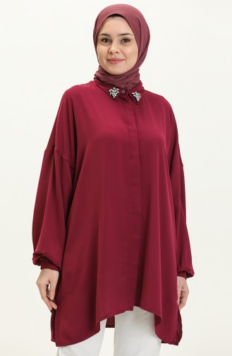 Stone Collar Shirt Tunic 4412-04 Plum 4412-04