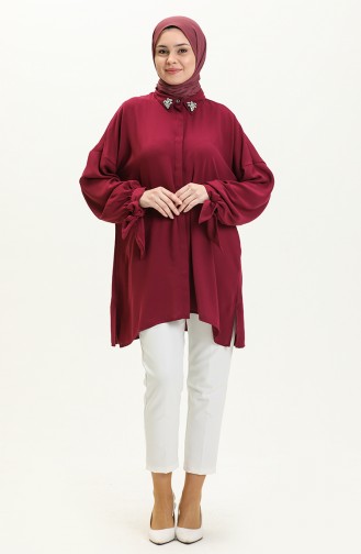 Stone Collar Shirt Tunic 4412-04 Plum 4412-04