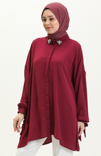 Stone Collar Shirt Tunic 4412-04 Plum 4412-04