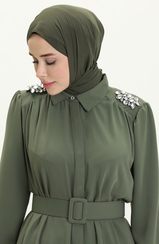 Tunique a Ceinture et Col de Pierre 4413-02 Khaki 4413-02