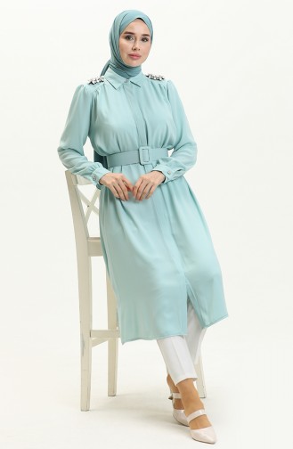 Stone Collar Belted Tunic 4413-04 Mint Green 4413-04