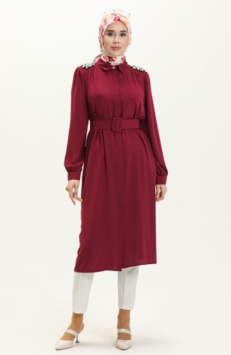 Stone Collar Belted Tunic 4413-05 Plum 4413-05