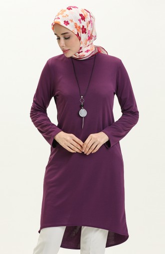 Asymmetrical Necklace Tunic 1680-06 Purple 1680-06