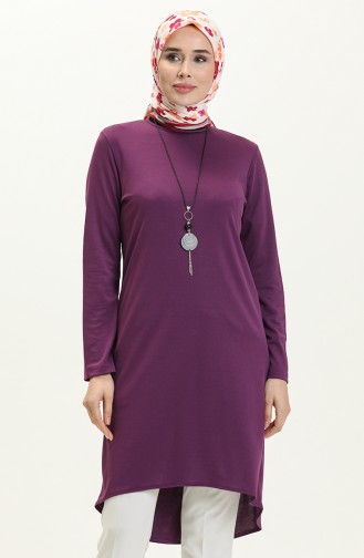 Asymmetrical Necklace Tunic 1680-06 Purple 1680-06