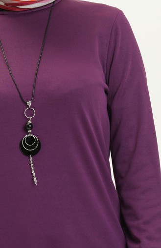 Asymmetrical Necklace Tunic 1680-06 Purple 1680-06