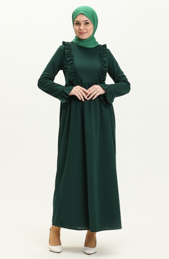 Ruffled Dress 7252-06 Emerald Green 7252-06