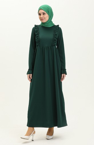 Ruffled Dress 7252-06 Emerald Green 7252-06