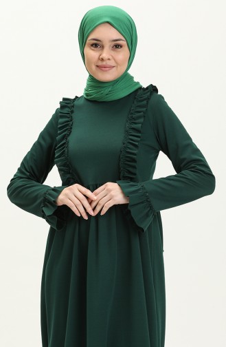 فستان مكشكش 7252-06 لون أخضر زمردي 7252-06