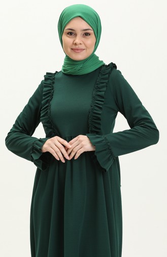 Ruffled Dress 7252-06 Emerald Green 7252-06