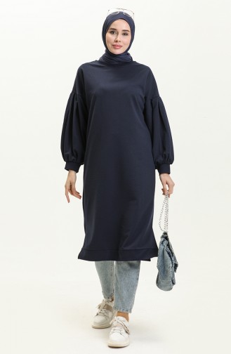 Balloon Sleeve Long Tunic 3031-02 Dark Blue 3031-02