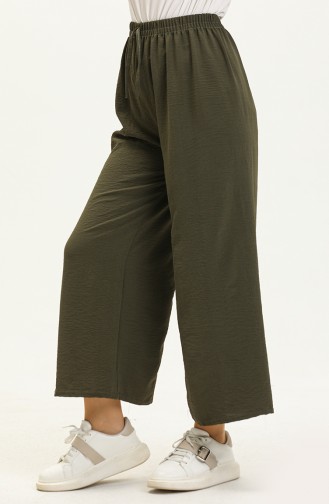 Aerobin Fabric Wide Leg Trousers 00014-04 Khaki 00014-04