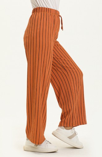 Striped Wide Leg Pants 8588-01 Mustard 8588-01