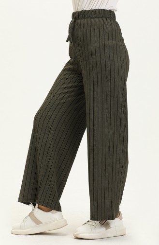 Striped Wide Leg Pants 8588-02 Khaki 8588-02