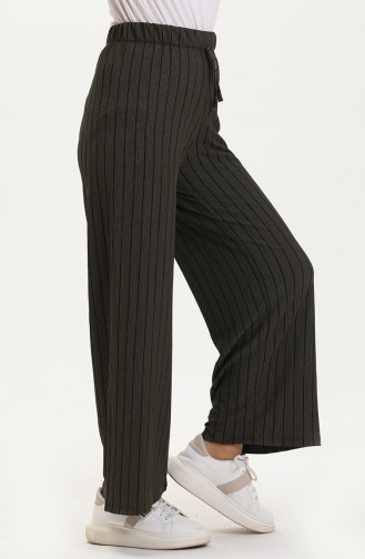 Striped Wide Leg Pants 8588-02 Khaki 8588-02