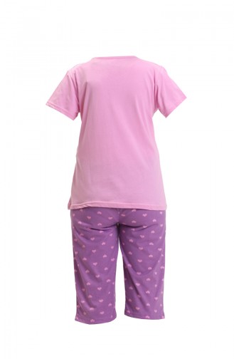 Akbeniz Kadın 100 Pamuk Penye Kısa Kol Kapri Pijama Takım 3557 Pembe