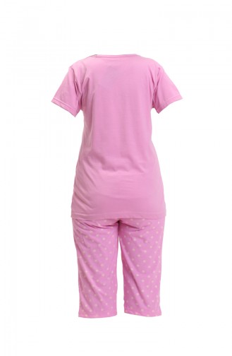 Akbeniz Kadın 100 Pamuk Penye Kısa Kol Kapri Pijama Takım 3568 Pembe