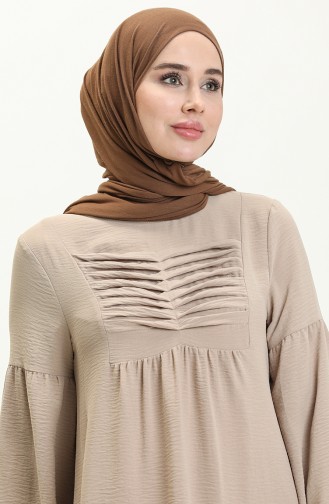 Ensemble Pantalon Tunique à Boutons en Tissu Aerobin 0001-01 Beige 0001-01