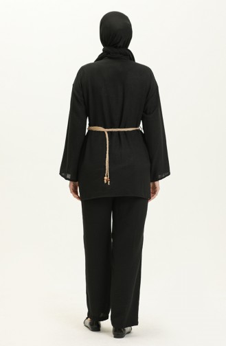 Belt Detail Two Piece Suit 70030-01 Black 70030-01