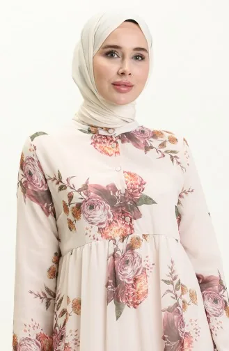 Floral gemustertes Chiffonkleid 81842-01 Beige 81842-01